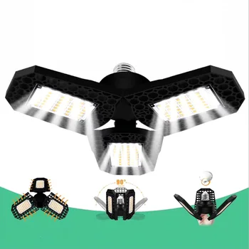 

E27 40W/60W/80W Deformable Tri Fold Lamp LED High Bay Light Garage Basement Warehouse