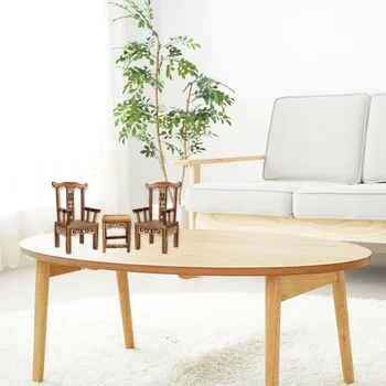 

1 Set Mini Furniture Decorative Wooden Simulation Creative Chair Figurines Furniture Ornament for Home Desktop