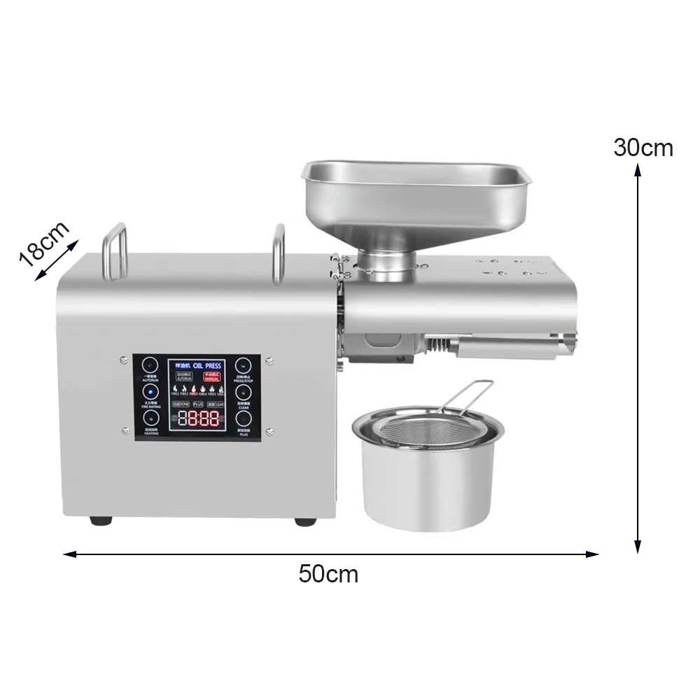 Business Equipment Oil Press Machine Auto Cold Press Oil Machine Oil Extractor Smart Heaters Touching LCD Oil Press&Squeeze Rod