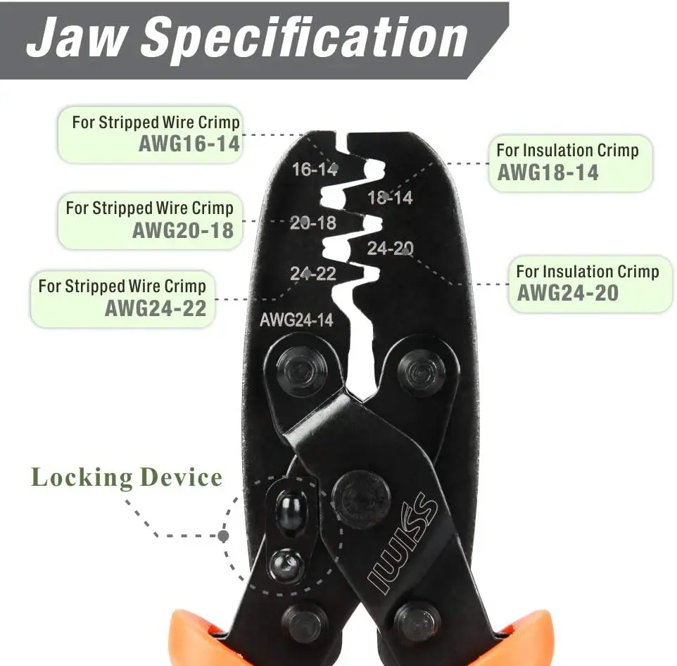 IWISS IWS-1424A/1424B Non Insulated Open Barrel Terminal Crimp Tool/Weather Pack Sealed Connector Crimping Plier hand tool