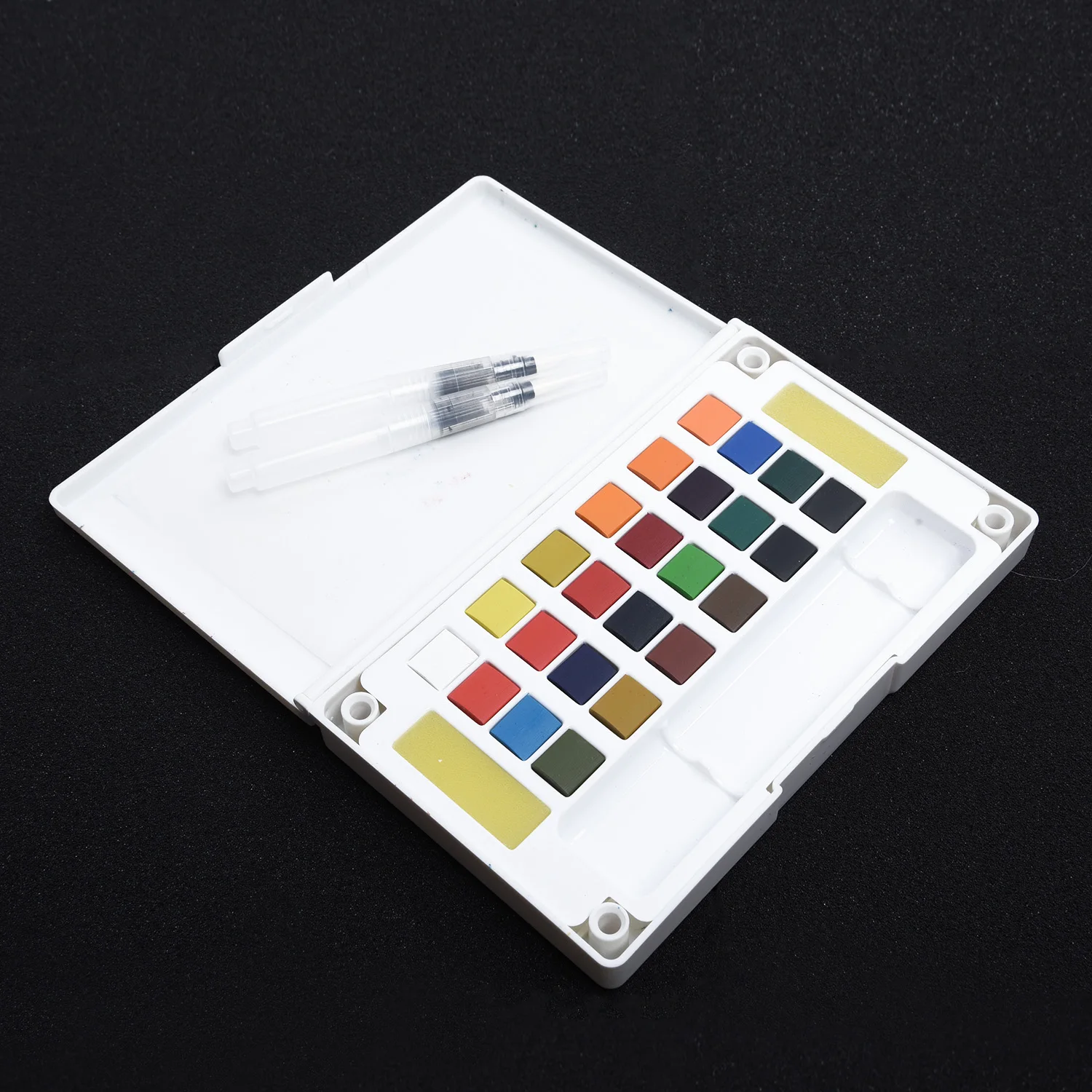 Solid Watercolor Paint Box Groove Design With Paintbrush Portable Box Kit
