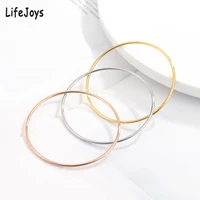 2mm Stainless Steel Single Thin Wire Circle Round Bangle Bracelet Women Simple Classic Jewelry Gold Silver Color 55cm 60cm 65cm 1