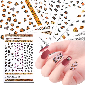 

1pcs Nail Stickers Decals Leopard Print Animal Pattern Design 3D Adhesive Manicure Tools Sliders Nail Art Decoration JIF505-510