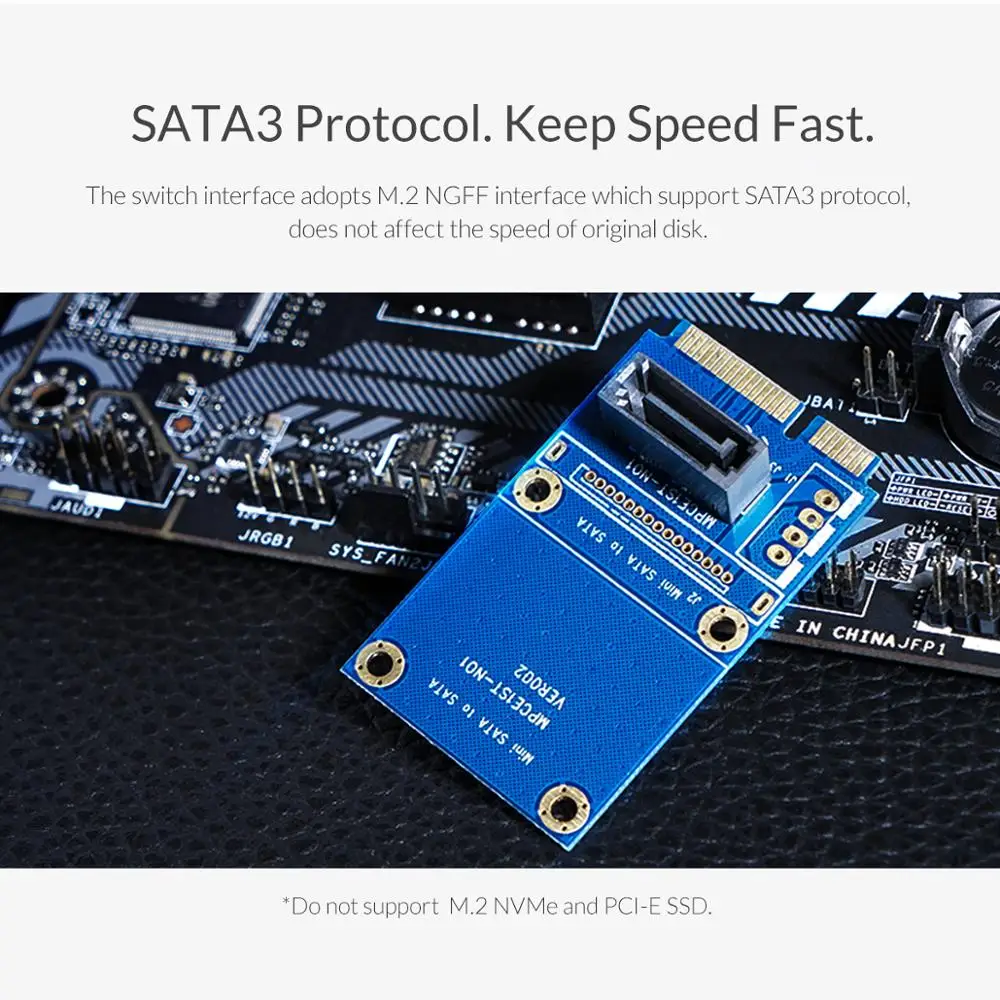 Адаптер ORICO SATA 7pin адаптер mSATA вертикальный SSD с поддержкой протокола SATA3