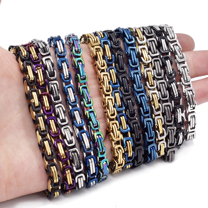 AMUMIU Византийская звеньевая цепь из нержавеющей стали Мужской Браслет ножные