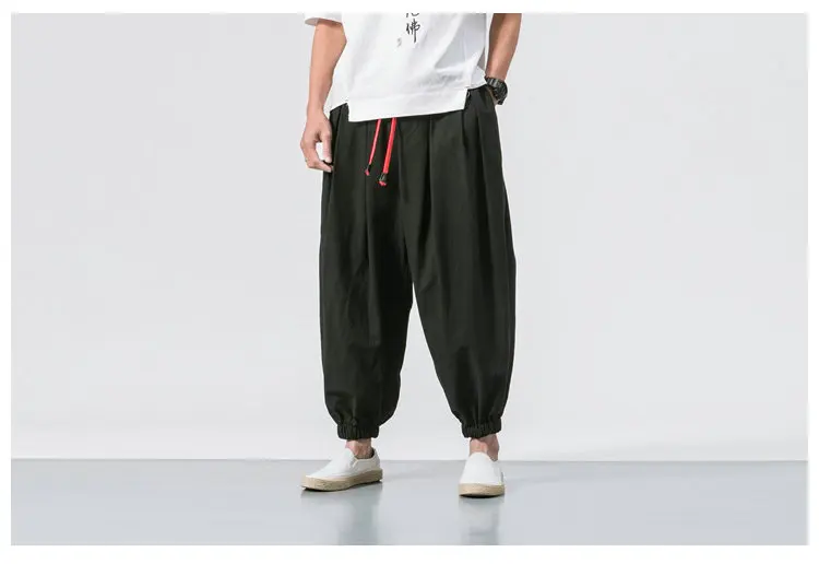 masculinas de grandes dimensões streetwear calças de algodão 5xl