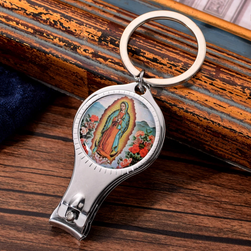 06 Vicney Religious Series Nail Clipper Key Chain Personality Zinc Alloy Keychain Fine Christian Jesus Beer Opener For Men Key Ring - Цвет: 06
