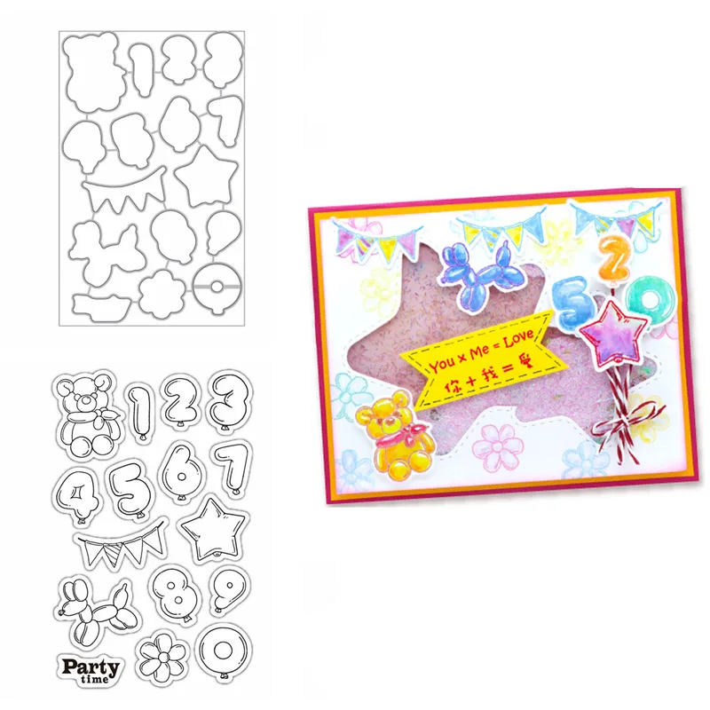 

Вечерние фигурками прозрачный набор печатей и контурирующих средств режет номера медведь штамп с изображением воздушного шара для скрапбукинга и открыток «сделай сам» ремесла 2021