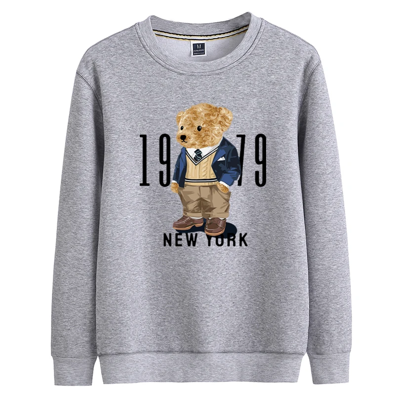 Creative Fashion Gentleman Teddy Bear Sweatshirt Autumn/Winter Thickening Plus-size Men and Women Hoodies Lovers Hoodie S-4XL