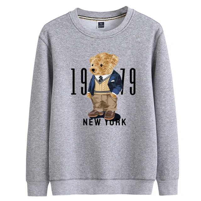 Creative Fashion Gentleman Teddy Bear Sweatshirt Autumn/Winter Thickening Plus-size Men and Women Hoodies Lovers Hoodie S-4XL as photo