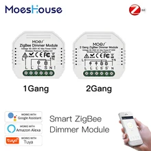MoesHouse Mini DIY Tuya ZigBee Smart 1/2 gang Light Dimmer Switch Module Hub Smart Life App Alexa Google Home Voice Control