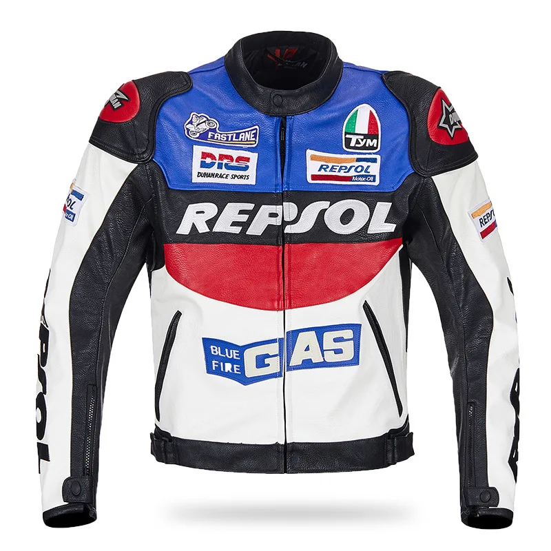 Duhan Repsol Motocross Jackets PU Leather Motorbike Racing Jacket Windproof with 5pcs protectors