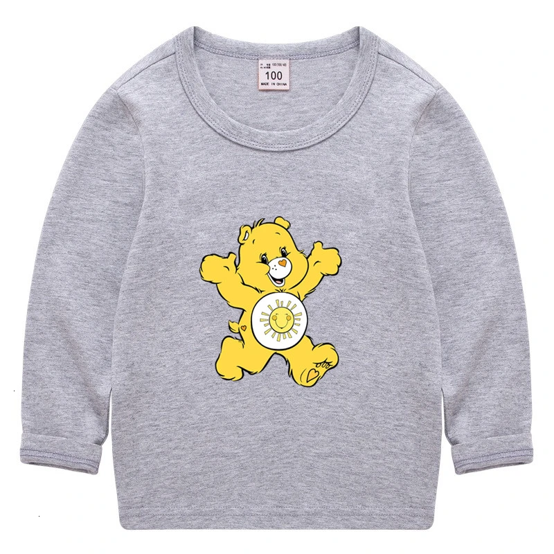 Care Bears/летние топы с круглым вырезом для мальчиков и девочек, смешная цветная футболка с длинными рукавами Детская футболка с рисунком для малышей - Цвет: as picture