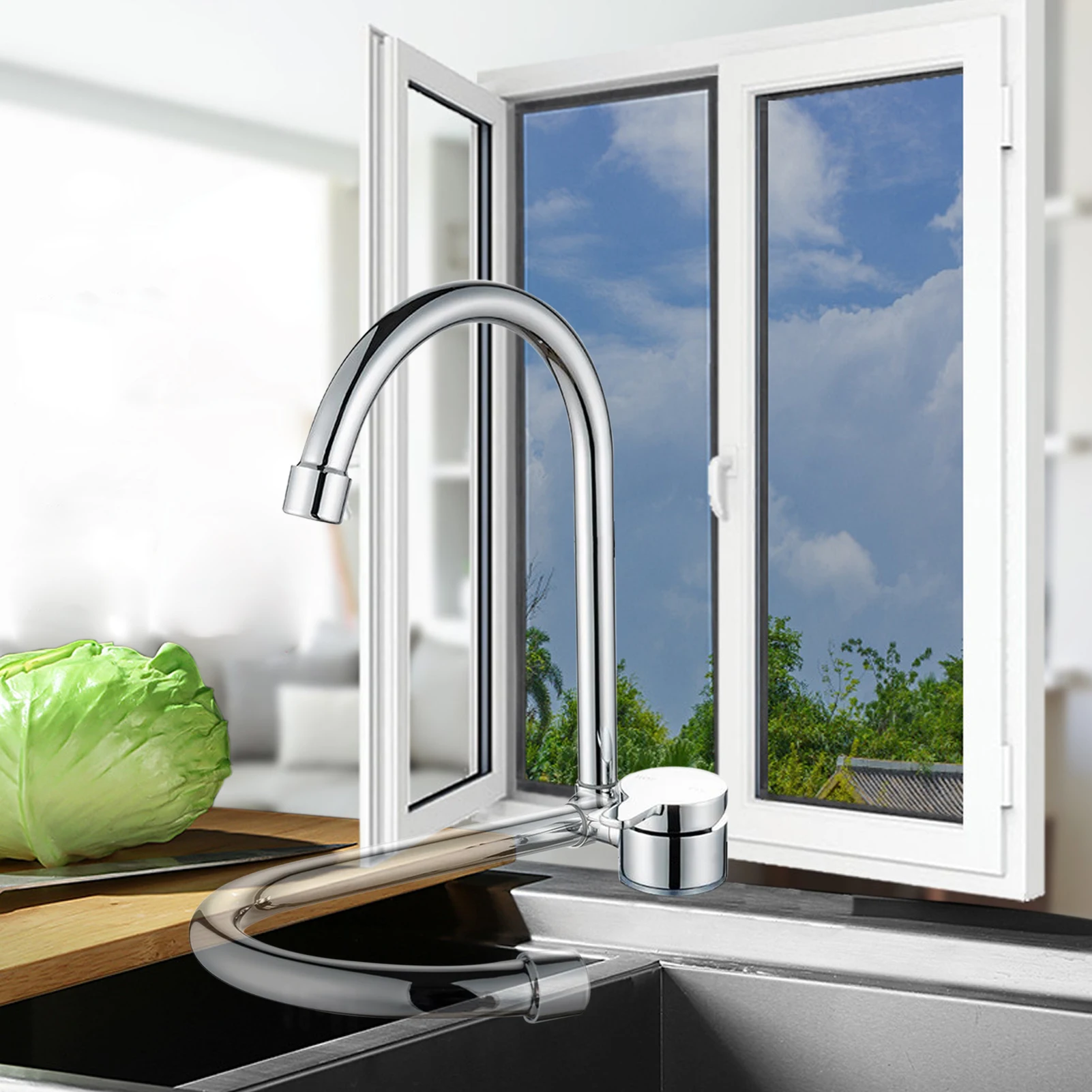 Kitchen Faucet Dual Handles Hot & Cold Basin Sink Mixer Tap for RV Mobile Home Kitchen Faucet Dual Handles Hot & Cold Basin Sink Mixer Tap for RV Mobile Home