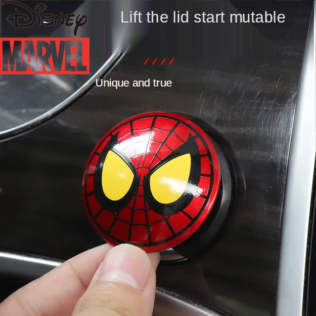 Marvel Spiderman voiture intérieur moteur allumage démarrage bouton d'arrêt  housse de protection décoration autocollant 