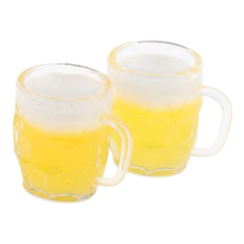 

2 Pieces Multicolor Dollhouse Miniature Kitchen Beverage Low Beer Mugs DIY Kits