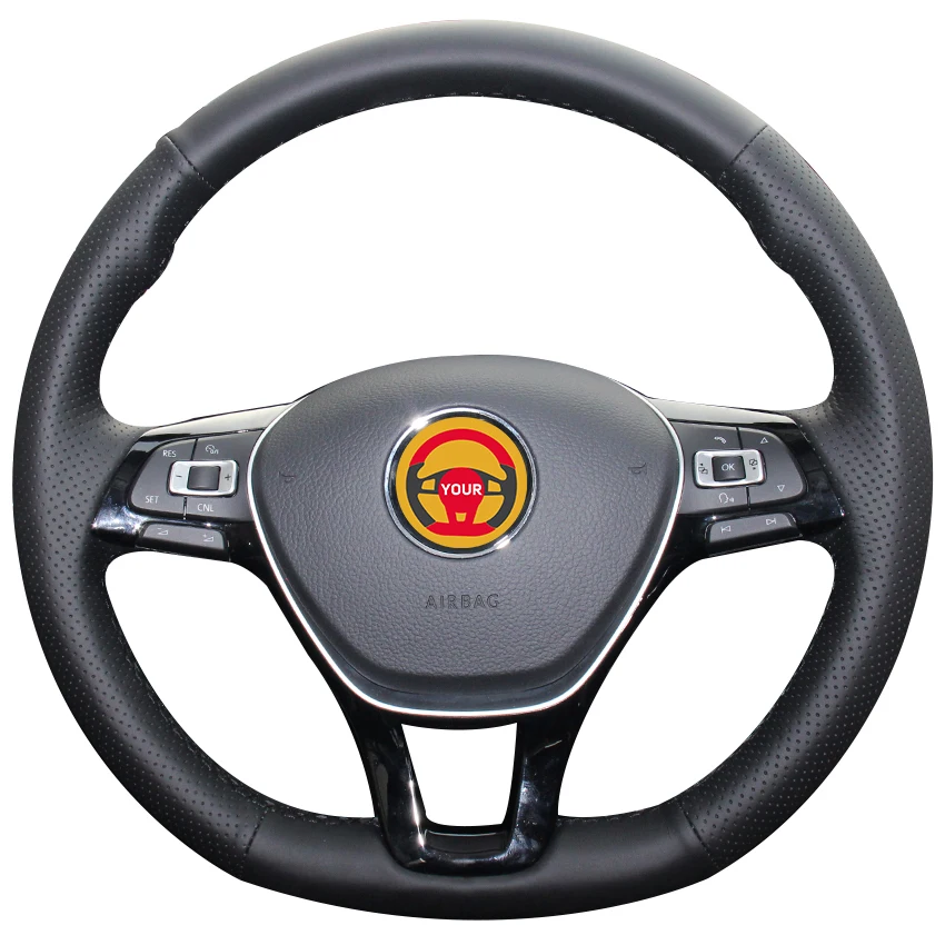 Black Synthetic Leather Car Steering Wheel Cover for Volkswagen VW Golf