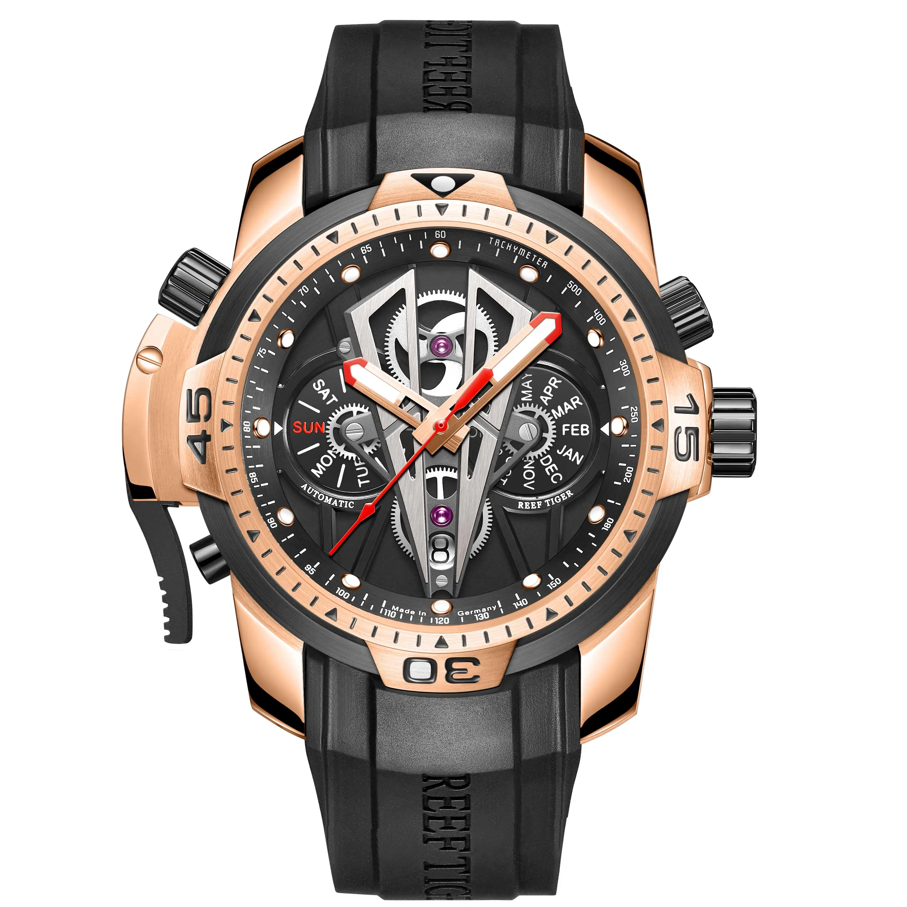 Reef Tiger/RT мужские часы Топ бренд класса люкс автоматические механические мужские спортивные наручные часы розовое золото Reloj Hombre RGA3591 - Цвет: RGA3591-PBBR