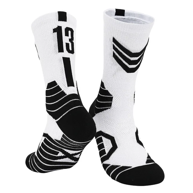 Trendy Man Basketball Socks Long Outdoor Breathable Cycling Socks Anti Slip Profession Basketball Number Men Running Socks C-13