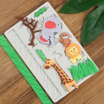 

Jungle Elephant Giraffe Lion Silicone Mold for Fondant and GumPaste Mold Cake Decorating Supplies Cupcakes Bakeware Tools