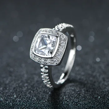 

UXN407 Square zircon ring 925 Sterling Silver Lady ring