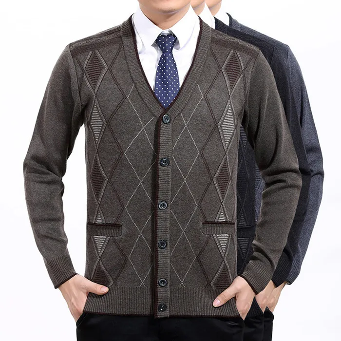 

2018 Autumn And Winter New Style MEN'S Knit Cardigan Thick Warm Middle-aged Daddy Clothes Knitted Sweater Coat