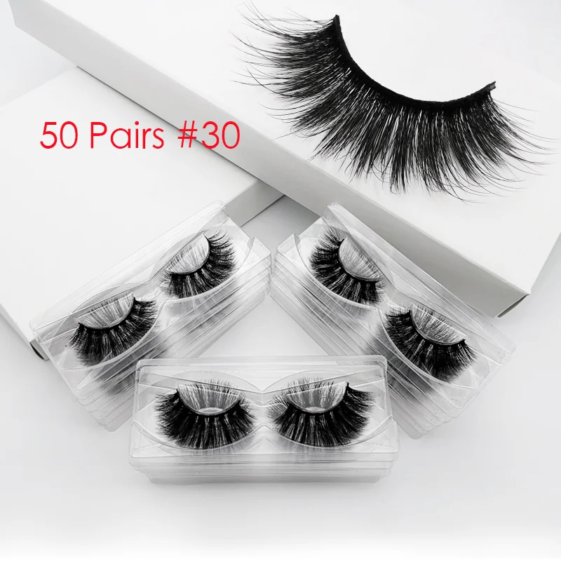 50 pairs 30W 50 шт оптом накладные ресницы 3d норковые ресницы натуральные норковые ресницы пушистые накладные ресницы норковые ресницы оптом - Color: 50 pairs 30W