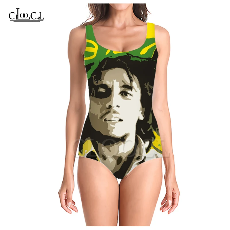CLOOCL Singer regae Creator Bob Marley Цельный купальник с 3D принтом для девочек купальный костюм