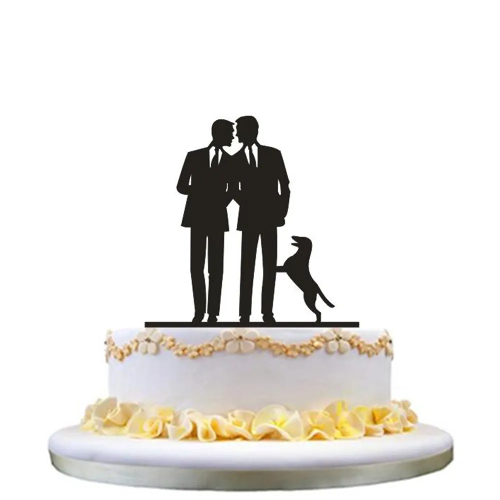 Черный акриловый торт Топпер невесты и жениха силуэт с питомцем собака кошка Mr& Mrs топперы для свадебного торта аксессуар для украшения