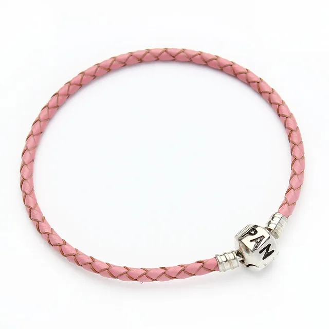 CKysee 19cm Fashion Leather Rope Charm Laser Lettering Bracelet For Women DIY Jewelry Making pink