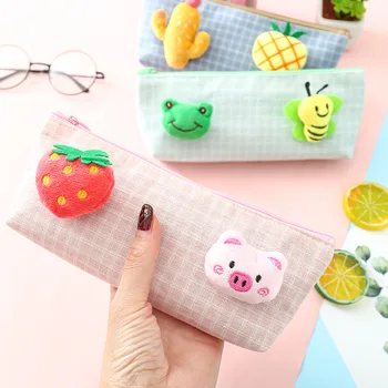 

Creative cartoon Animal Fruit Pencil Case for girls Cute Panda Cactus pen bag pencil box Stationery pouch school supplies Zakka