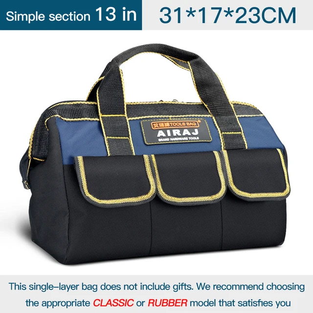 AIRAJ 2022 Upgrade Tool Bag 13/15/17/19/23 in Electrician Bag 1680D Oxford Waterproof Wear-Resistant Strong Tool Storage Toolkit 13 inch simple