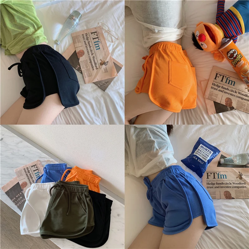 Summer Casual Women Short Pant Lady All-match Loose Solid Soft Cotton Leisure Female Workout Waistband Skinny Stretch Shorts