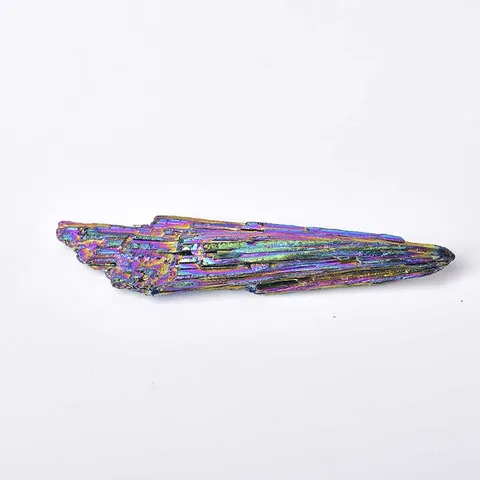 Crystal Jet stone Rainbow Titanium Cluster Mineral Specimen Healing Electroplate Color Feather Ornament Home Decor Gift