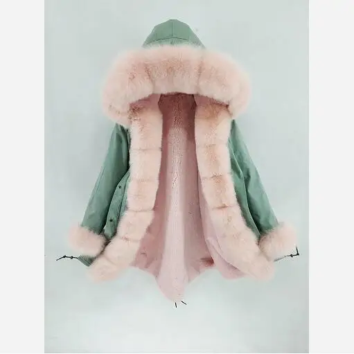 Новая повседневная зимняя куртка Женское пальто из настоящего меха лисы меховой воротник искусственный мех подкладка Толстая теплая Модная уличная одежда - Цвет: 3