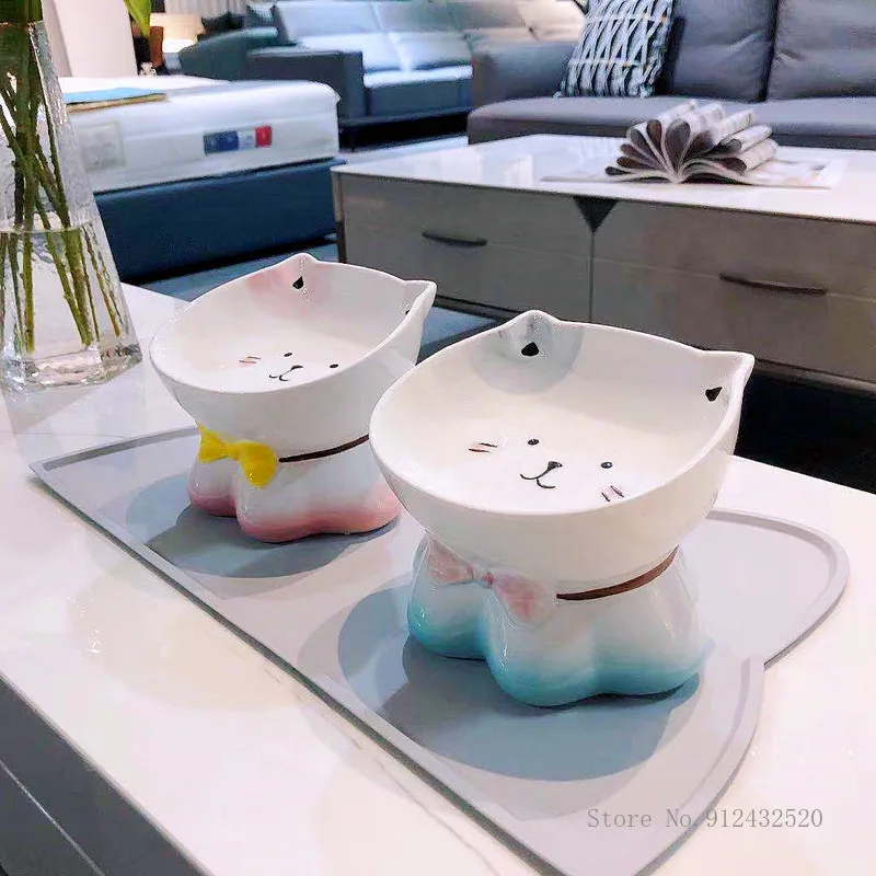 

Керамическая миска Lucky Cat С Высокими ногами, миска для корма для собак для кошек и собак, нелегко опрометить, легко чистить, товары для домашних животных