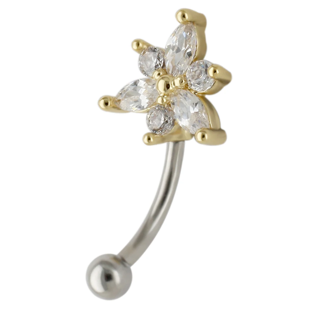 JHJT MUSI 16G кольцо для бровей 316L из хирургической стали красочные цветы CZ ювелирные