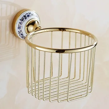 

Paper Holders Retro Wall Mounted Chrome Crystal Brass Finish Bathroom Accessories Paper Holder