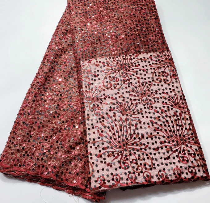 Высокое качество Французский Тюль Блестки африканская кружевная ткань Блестки вышитое кружево в нигерийском стиле ткани для платья Wowen HSH067