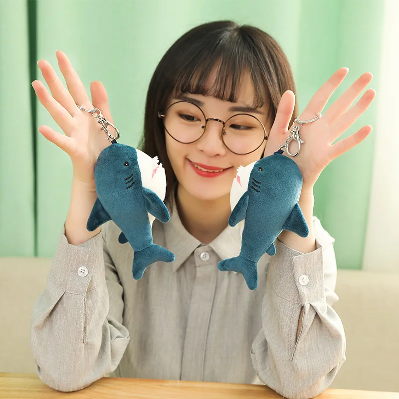 

Cute Little Shark Pendant Plush Toy Doll Backpack Decoration Key Ring Pendant Home Decorations Pendant Women's