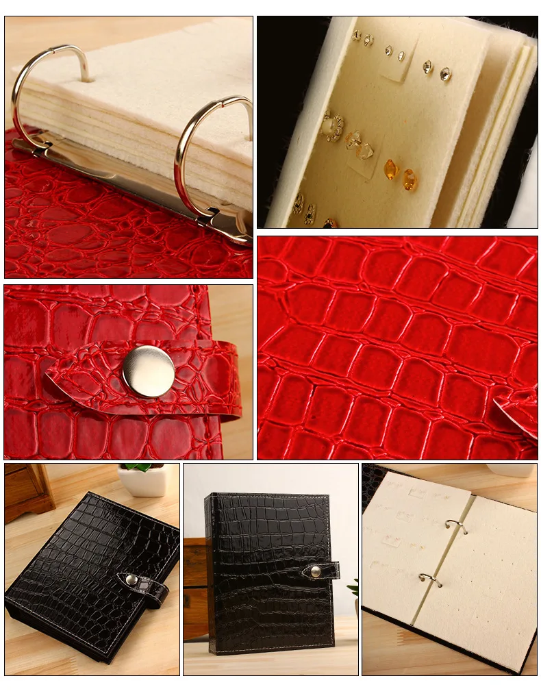 UnionPlus Croco Faux Leather 4-Page Earrings Jewelry Organizer Book(Large)