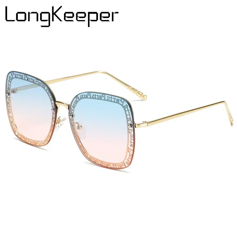 Longkepper, негабаритные Квадратные Солнцезащитные очки для женщин, модные брендовые роскошные солнцезащитные очки с градиентными линзами, Винтажные Солнцезащитные очки Oculos Feminino