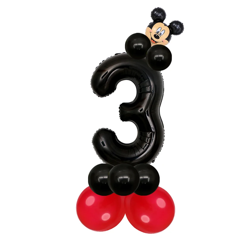 17 шт./лот Красный номер Микки фольгированные шары в форме головы Минни для 1-го дня рождения Декор детские игрушки душ латекс Globos - Цвет: 29