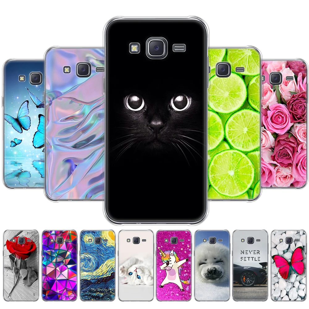 Soft TPU Case For Samsung Galaxy J5 SM-J500F Silicone Phone for 2015 back cover 360 full protective coque flower | Мобильные