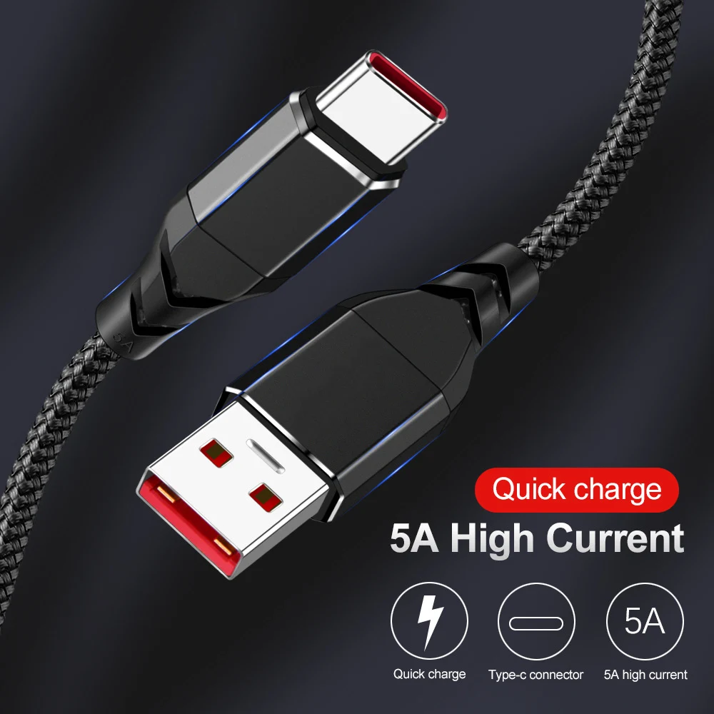 5A супер быстрый USB C кабель для huawei P30 P20 Lite Xiaomi Mi 9 Quick Charge 3,0 usb type C зарядный кабель для samsung A50 S10 S9