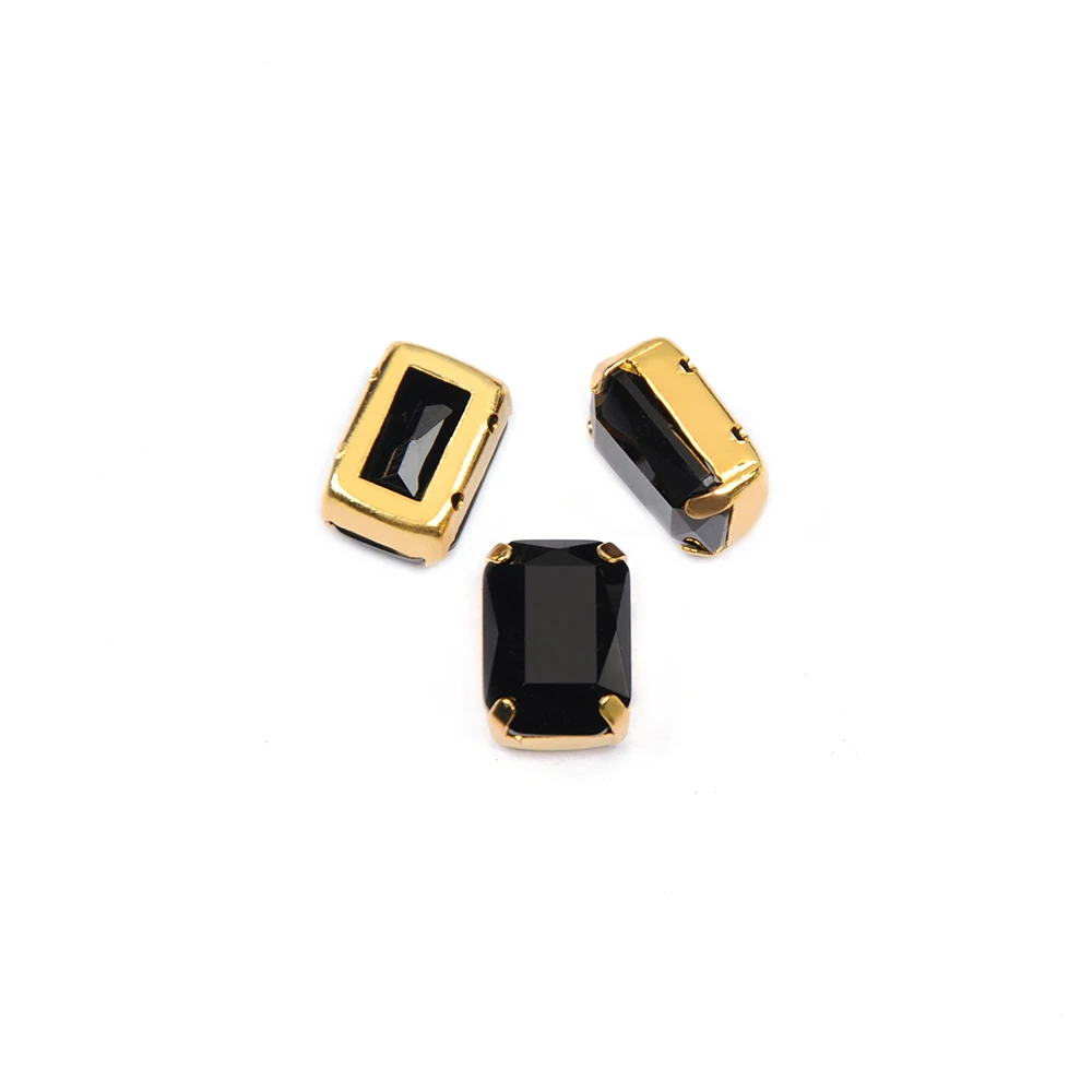 Stone With Gold Черный Кристалл прямоугольный восьмиугольный форма остроконечные стеклянные стразы из горного хрусталя diy украшения для одежды - Цвет: Stone With Gold