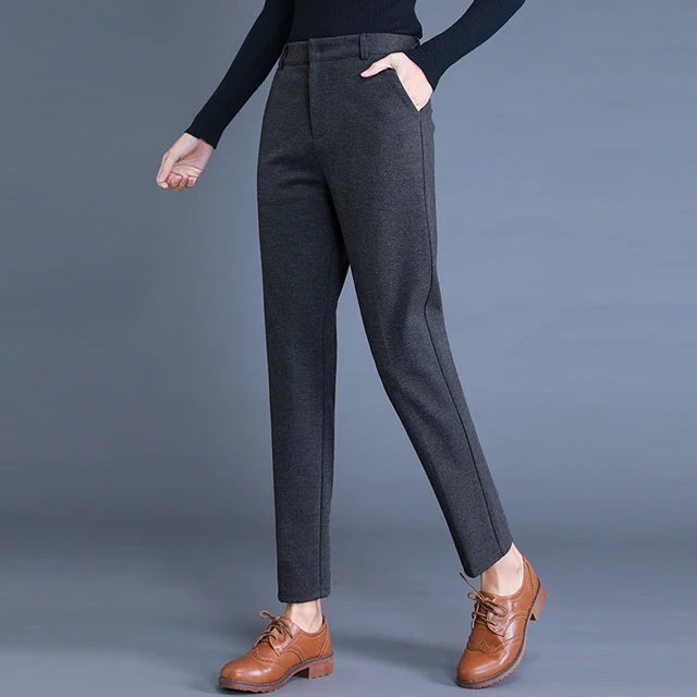 high waisted black slim trousers