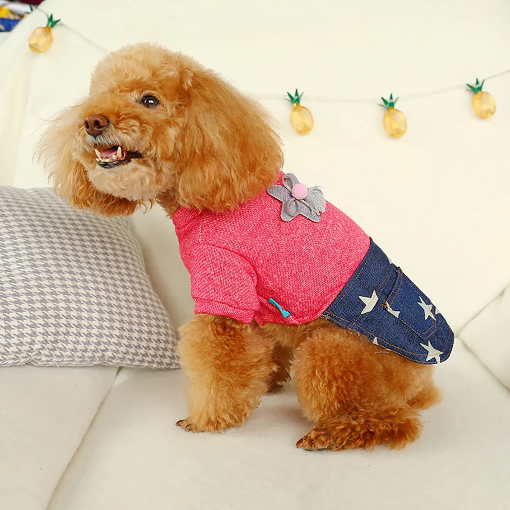Новая модная ковбойская юбка с принтом в виде звезд для домашних животных, осенняя и зимняя удобная красивая одежда для собак Vêtements pour chiens