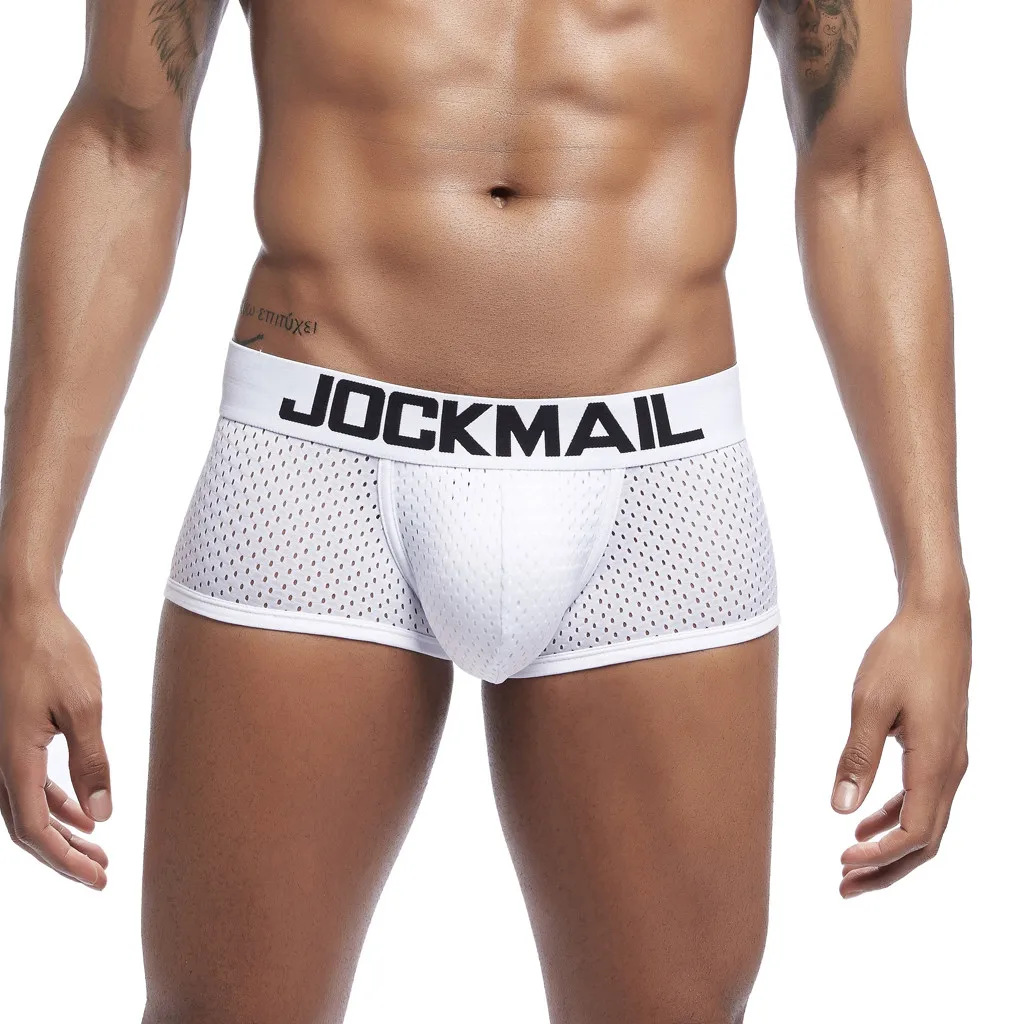 

Men's New Underpants Boxer Mesh Breathable Comfortable Shorts panties Bulge Pouch Patchwork Sports Fitness Underwear cueca homme