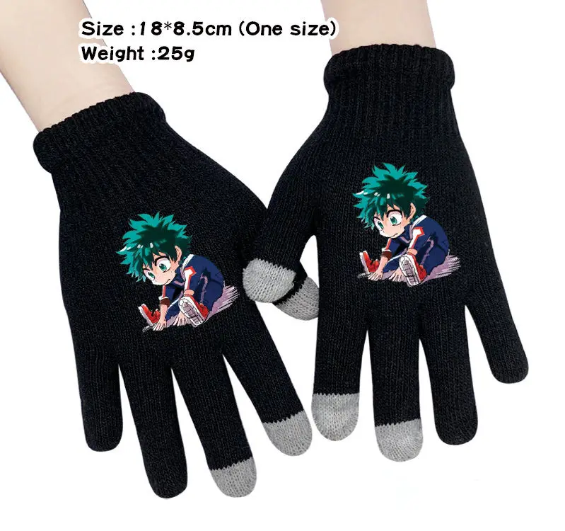 My hero Academy Midoriya Izuku аниме вязаные перчатки Boku no hero Academy Мультяшные перчатки мужские модные теплые перчатки варежки подарки - Цвет: Q